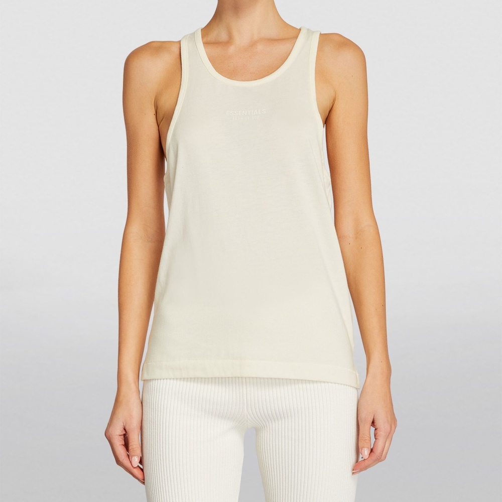 Fear Of God Essentials Logo Tank Top Cream Size Medium